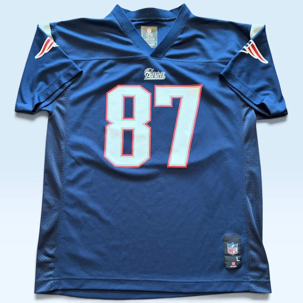 New England Patriots Jersey Youth Large Blue NFL Team Apparel Gronkowski 87
